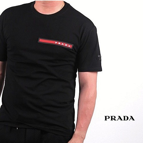 프*다 PRADA 레드 루버로고 실켓 티셔츠