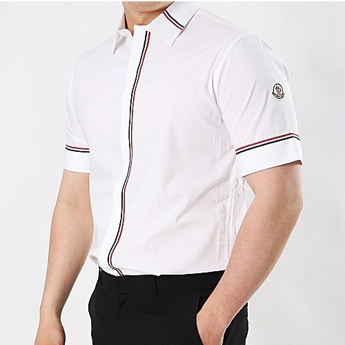 몽클*어 솔리드 테이프 반팔 셔츠