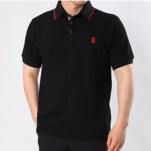 버*리 히든체크 자수 카라 반팔티셔츠