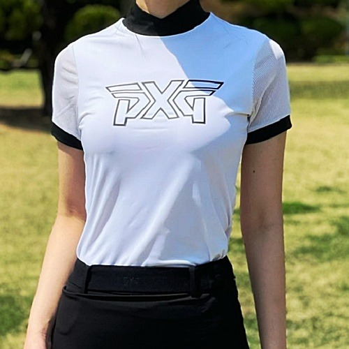 (국내배송) P*G 우먼 썸머 시스루 L넥 반팔 티셔츠