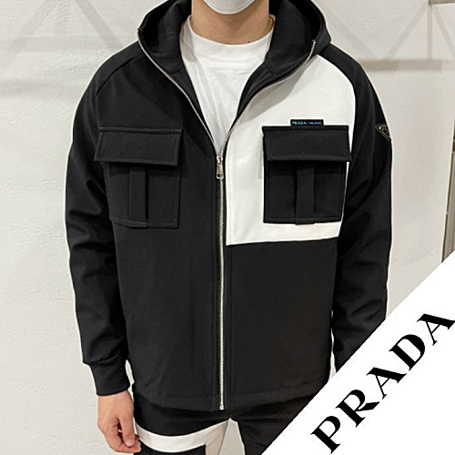 프*다 PRADA 더블포켓 배색 반집업