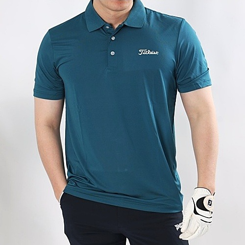 타이틀리*트 무지 스판 카라 반팔 티셔츠