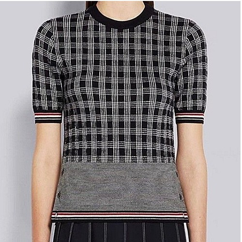 톰브*운 체크 반팔 라운드