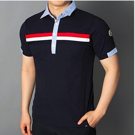 몽클*어 가슴 테이프 반팔 카라티셔츠