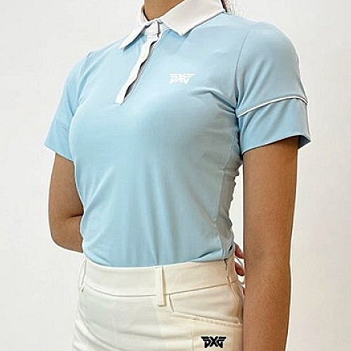 P*G여성 소매 라인 반팔 티셔츠