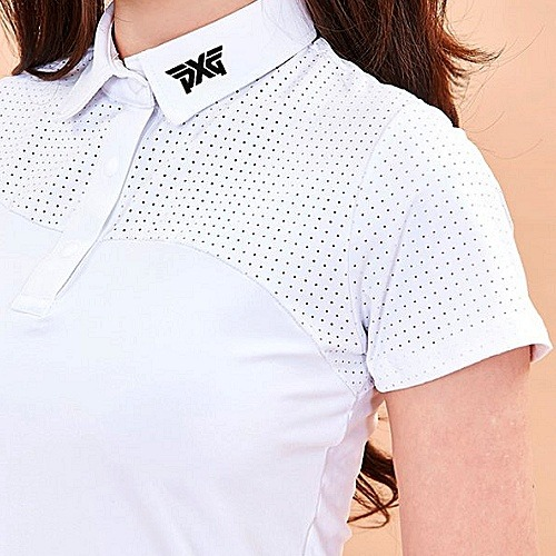 P*G 여성 카라로고 펀칭 반팔