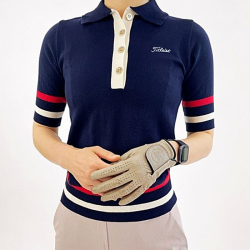 타이틀리*트 솔리드 배색 카라반팔