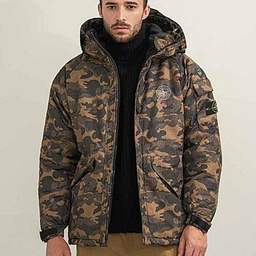 스톤아일*드 버팅 로고 카모 후퍼패딩