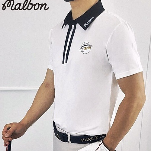 말* MALBON GOLF 댄디 카라 배색티