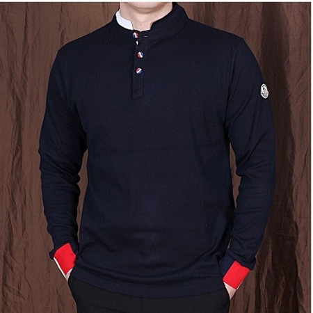 몽클*어 소매 삼색 차이나 티셔츠