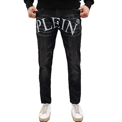 필립플*인 PHILIPP PLEIN 앞로고 PP패치 흑청바지