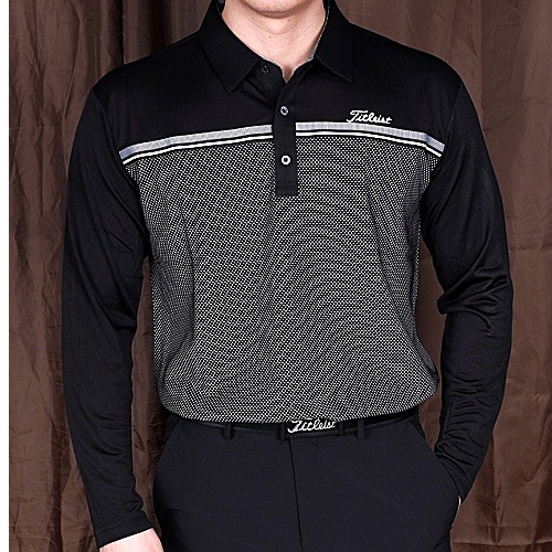 타이틀리*트 하프배색 테이프 스판 카라