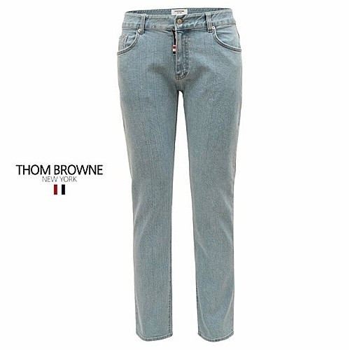 톰브*운 THOM BROWNE 레드로고 패치 연청 일자 스트레이트진