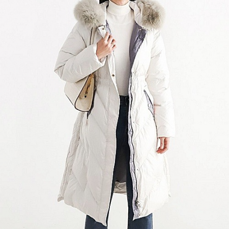 프*다 PRADA 구스다운 폭스 후드 패딩