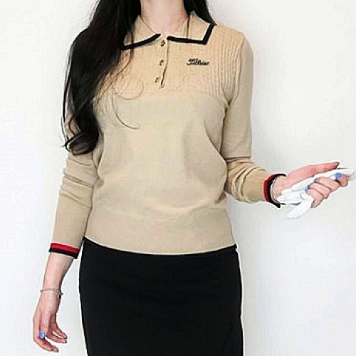 타이틀리*트 배색 꽈베기 긴팔