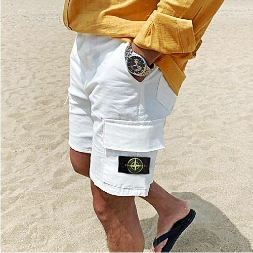 스톤아일*드 STONE ISLAND 린넨 반밴딩 카고 팬츠