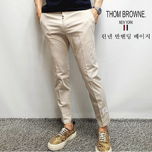 톰브*운 THOM BROWNE 린넨 반밴딩 팬츠