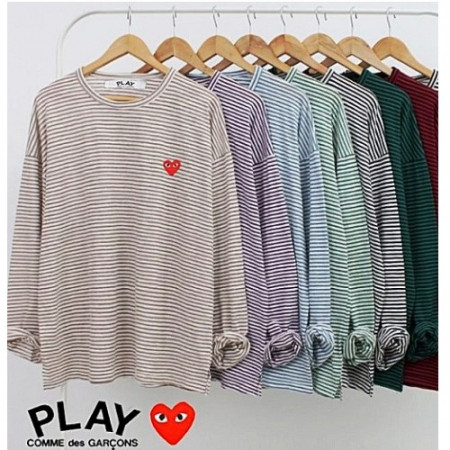 꼼데가*송 스트라이프 단가라 긴팔 티셔츠