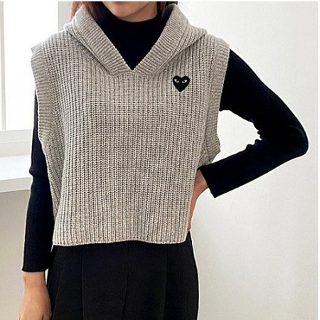 꼼데가*송 울 후드 조끼