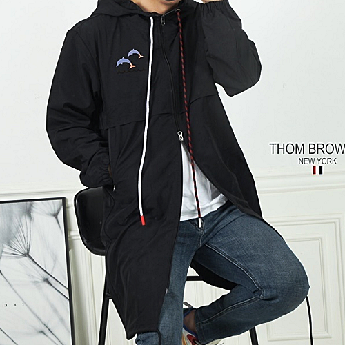 THOM BROWNE 돌고래 후드 롱 캐주얼 자켓