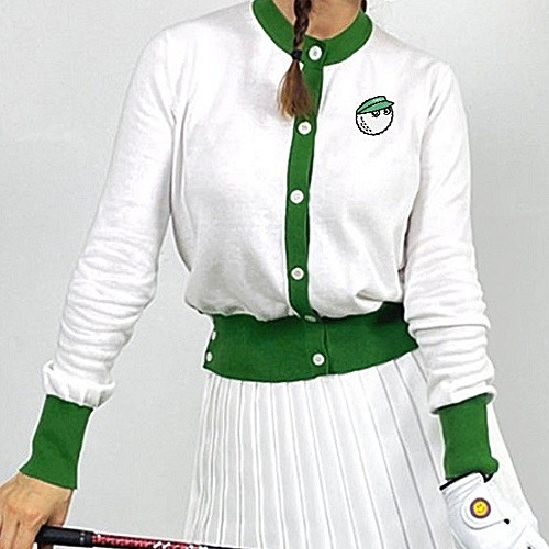 말* 라인 배색 라운드 가디건