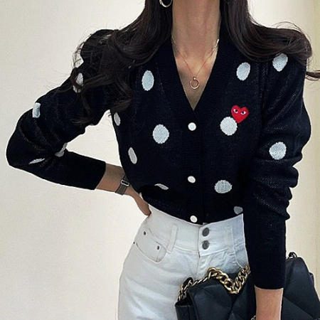 꼼데가*송 도트 퍼프 가디건