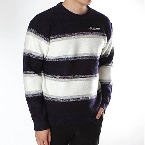 말* 파스 배색 니트 라운드