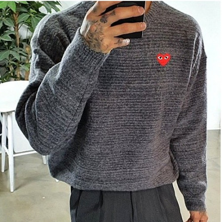 꼼데가*송 와펜 투톤 라운드니트