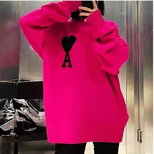 AMI 홀덤 핑크 맨투맨