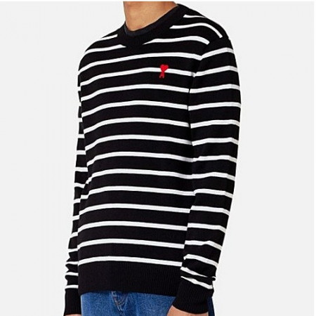 AMI 드 꾀흐 스트라이프 크루넥 스웨터