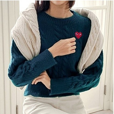 꼼데가*송 크롭 셔링짜임 라운드