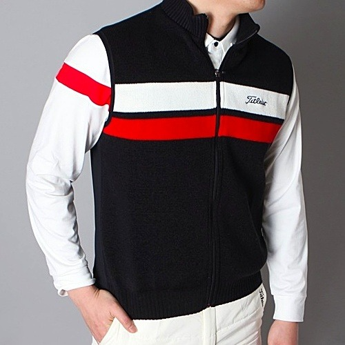 타이틀리*트 2도두줄 니트 조끼