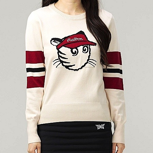 MALBON 고급 말본 타이거 버킷 배색 여성 니트