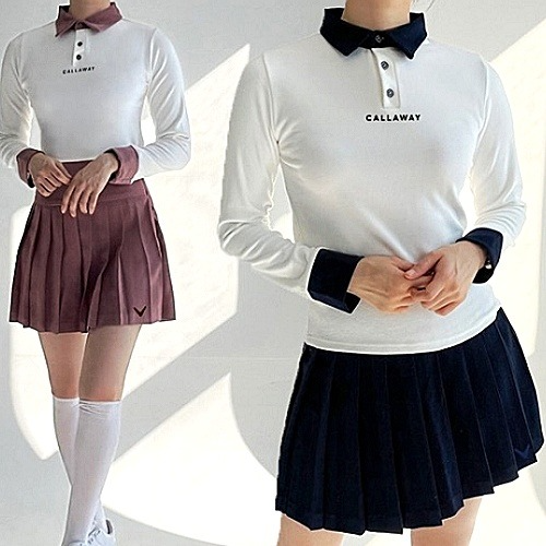 캘러*이 배색 기모 카라 스커트 세트