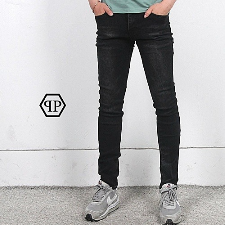 필립 플*인 블랙PP패치 워싱 스판진