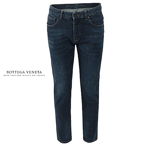 BOTTEGA VENETA. 그린 메탈로고 진청 슬림 일자진