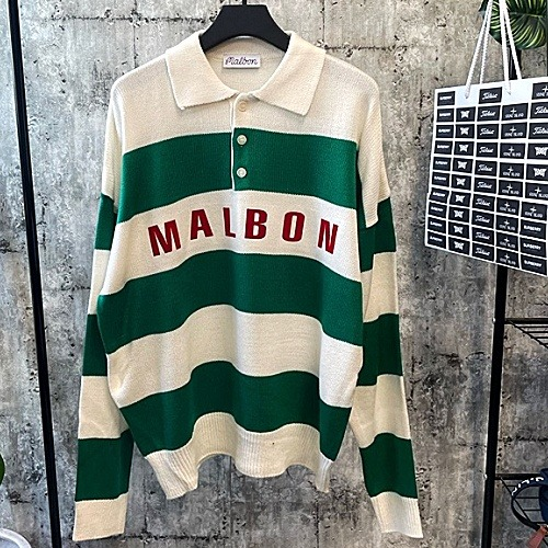 말* 스트라이프 오버 니트