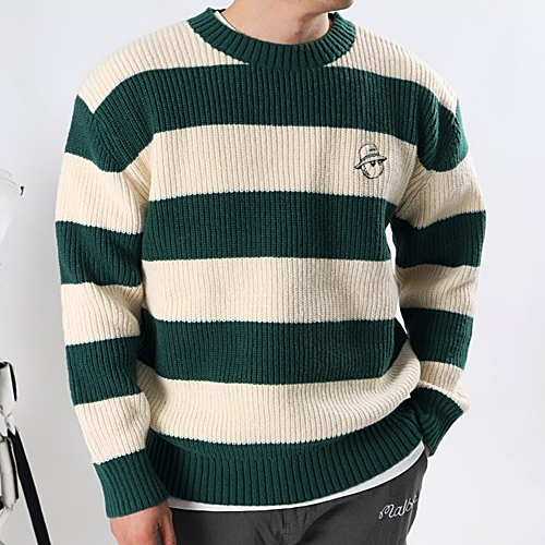 말* 스트라이프 오버핏 니트