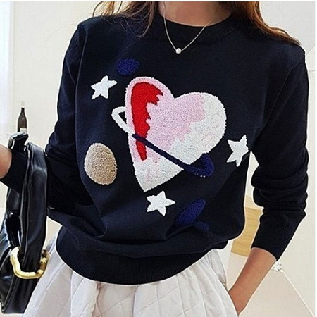 발렌*노 스페이스 하트별 니트