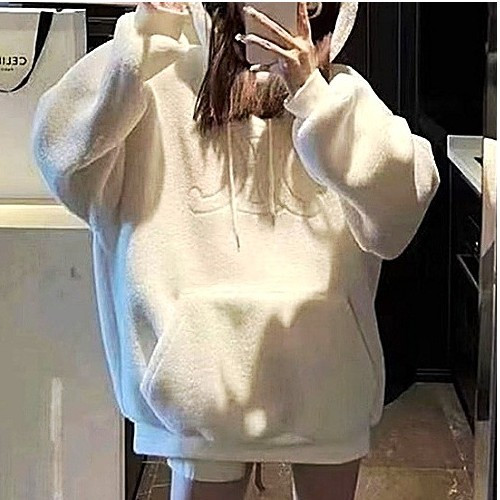 셀*느 로고 양털 후드