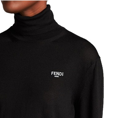 펜* FENDI 로고 자수 장식 터틀넥 니트 - woman