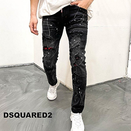 DSQUARED2 흑청 페인트 팬츠