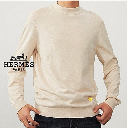 HERMES 시그니쳐 블럭 패치 캐시 하프넥 니트