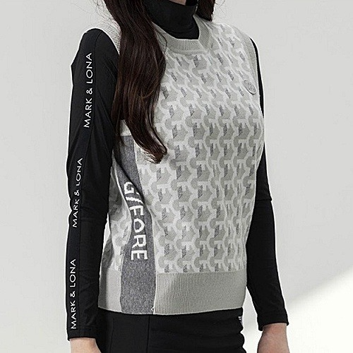 GFORE 고급 라운드 패턴 니트 조끼