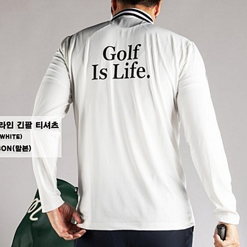 MALBON 카라 라인 긴팔 T - 남여공용