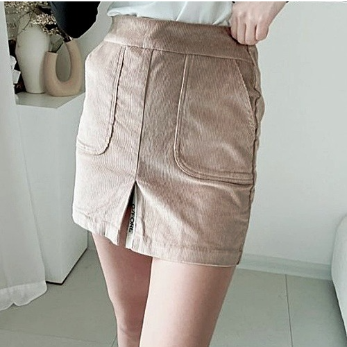 지*어 골덴 앞트임 스커트