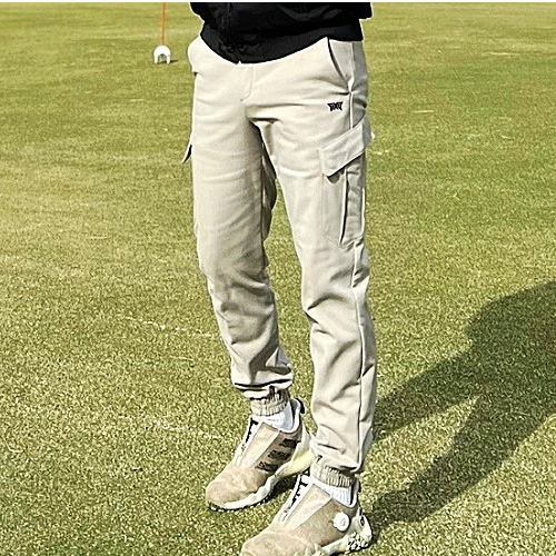 P*G 카고 조거 핏 플리스 이중기모 팬츠