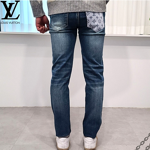 루이*통 포켓모노 로고 청바지