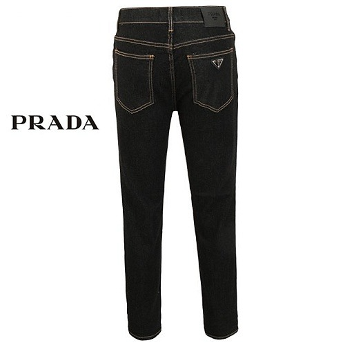 PRADA 흑청 빈티지 히든밴딩 슬림일자 팬츠