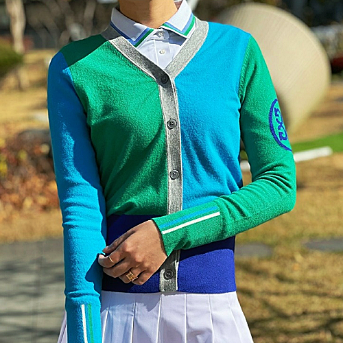 G/FORE 지*어 컬러블럭 브이 가디건